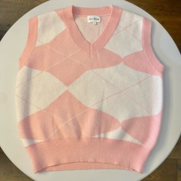 Urban Outfitters Love + Harmony Pink & White V-Neck Sweater Vest - Picture 10 of 10